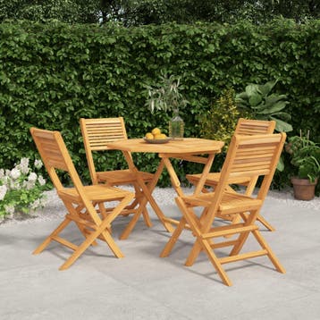 vidaXL 5-delige Tuinset massief teakhout, Verzenden, Nieuw, Tuinset