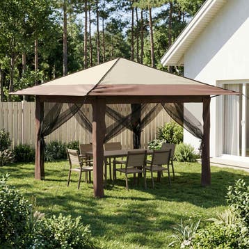 vidaXL Tuinpaviljoen met 4 Zijwanden 3,3 x 3,3 m Crème en, Verzenden