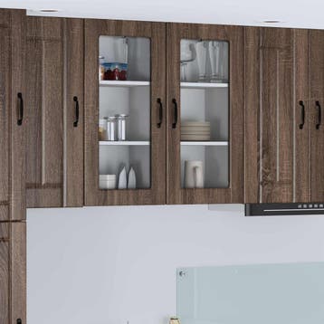 vidaXL Wandglas Kasten LUCCA 2 st Bruin eiken Bewerkt hout, Huis en Inrichting, Verzenden, Nieuw