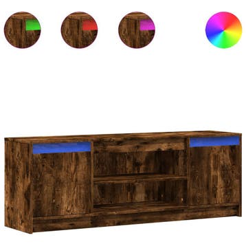 Tv-meubel LED gerookt eiken | Tweede kansje | OP = OP, Huis en Inrichting, Gebruikt, 100 tot 150 cm, Verzenden, Minder dan 100 cm