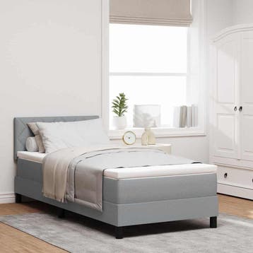 vidaXL Boxspring bed met matras met LED Lichtgrijs 90 x 190, Verzenden, Nieuw