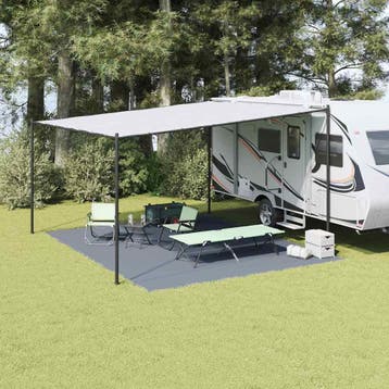 vidaXL Tenttapijt Blauw en Grijs 500 x 400 cm Polyetheen, Caravanes & Camping, Accessoires de tente, Verzenden