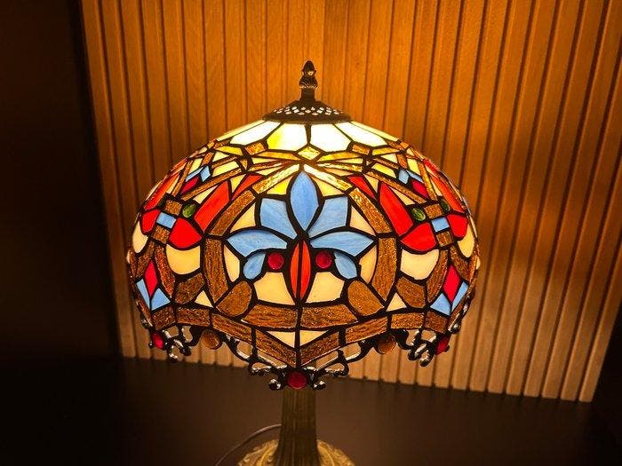 Tiffany stijl - Lampe de table - Vitrail - Format XL, Antiquités & Art, Curiosités & Brocante