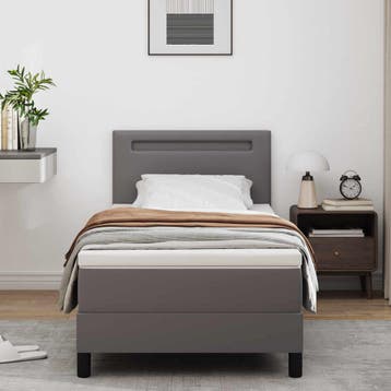 vidaXL Boxspring bed met matras Grijs 100 x 200 cm Kunstleer, Huis en Inrichting, Verzenden, Nieuw
