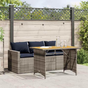 vidaXL 2-delige Tuinset met kussens poly rattan grijs, Tuin en Terras, Verzenden, Nieuw, Tuinset