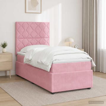 vidaXL Boxspringbed met matras met hoofdeinde Roze 80 x 200, Verzenden