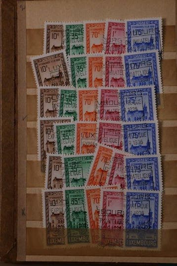 Luxembourg 1936 - Stocks : 51 pièces de la série F.I.P. dans, Gestempeld