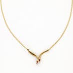 Collier - 14 carats Or jaune - Diamant - Robijn, Nieuw
