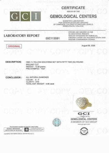 Sans prix de réserve - Bague - 9 carats Or jaune - 4.86ct., Handtassen en Accessoires, Ringen, Nieuw