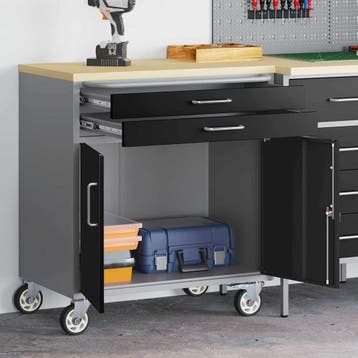 vidaXL Trolley Rolling Workbench Zwart en Grijs 75 x 45 x 85, Verzenden, Nieuw