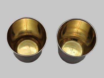 Beker (2) - .875 (84 Zolotniki) zilver - Sowjetse, Antiek en Kunst
