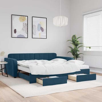 vidaXL Slaapbank met onderschuifbed en lades 100x200 cm, Verzenden, Nieuw
