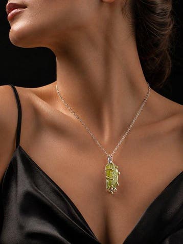 Ametrine Kristal Blad Ketting - 925 Sterling Zilver -