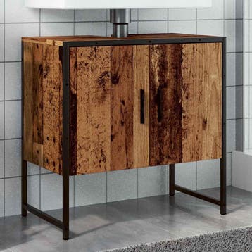 vidaXL Wastafelkast 60x33x60 cm bewerkt hout oud houtkleurig, Verzenden