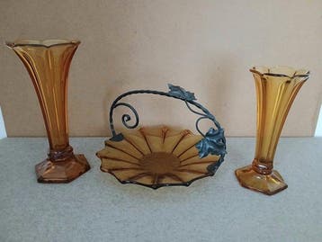 Val Saint Lambert - Vase (3) - Luxval, ambre - Verre - Bol