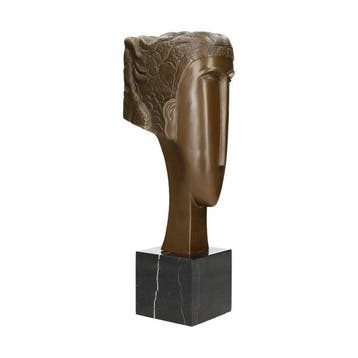 Sculpture, Modernist head - 44 cm - Bronze, Marbre