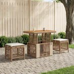 vidaXL Tuin Eettafel Set met kussen 3 pcs Beige en Crème, Verzenden