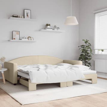 vidaXL Slaapbank met onderschuifbed 90x200 cm stof, Verzenden