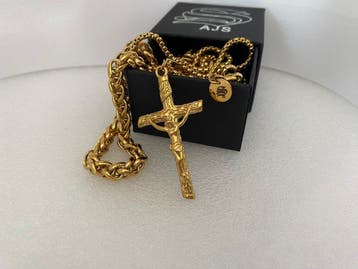 AJS Vatican Pape Croix Sceau Blason et Double Chaîne plaqué