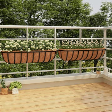 vidaXL Muurbakken 2 st met kokosvezel 91x20x23 cm staal, Verzenden