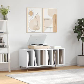 vidaXL Platenkast 100x38x48 cm bewerkt hout wit, Huis en Inrichting, Woonaccessoires | Cd- en Dvd-rekken, Verzenden, Nieuw
