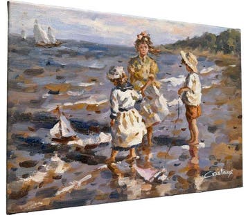 Francis Cristaux (1950) - Enfants aux Petits Voiliers