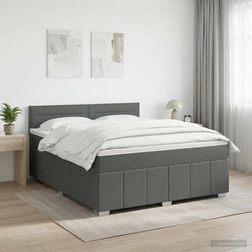 vidaXL Boxspringbed met matras Donkergrijs 140 x 190 cm Stof, Verzenden, Nieuw