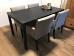Set van 4 leren eetkamerstoelen - met armleuning en houten, Ophalen of Verzenden, Nieuw, Eén