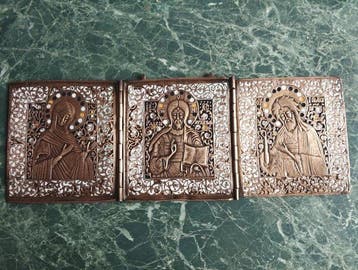 Icoon - Deësis, triptychon - brons,emaille