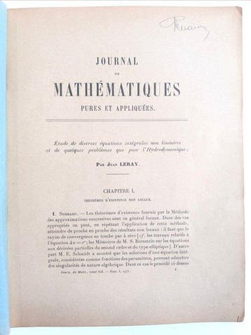 Jean LERAY - Thèse originale de doctorat en hydrodynamique -