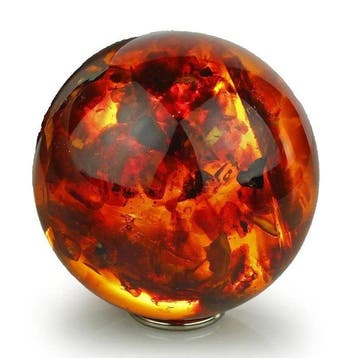 Baltisch amber bol — Prachtige gouden gloed! Handgemaakt Bol