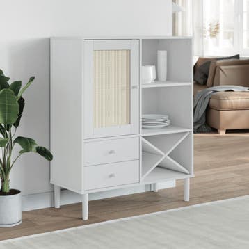 vidaXL Hoge kast SENJA 90x40x112 cm rattan look massief, Verzenden