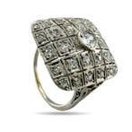 Ring Platina, Vintage platina rechthoekige tafel 0,63 ct, Nieuw