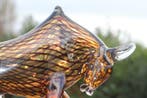 Sculpture, glass bull art - 23 cm - Verre