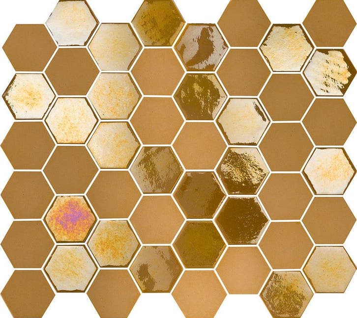 Wand Mozaïek Tegels Factory Hexagon Keramiek Mosterdgeel..., Doe-het-zelf en Bouw, Tegels, 20 tot 40 cm, 20 tot 40 cm, 10 m² of meer