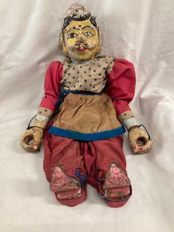 Marionnette en bois provenant dun village indien, vers, Antiquités & Art