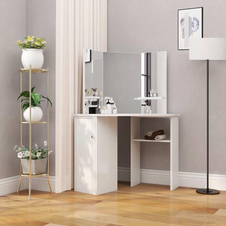 vidaXL Kaptafel hoekmodel wit, Maison & Meubles, Tables | Coiffeuses, Envoi