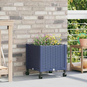 vidaXL Tuin planter met wielen Blauw Grijs 40 x 40 x 48 cm, Verzenden, Nieuw