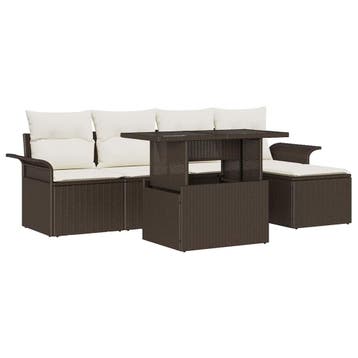 vidaXL Tuinbank Set 6 st Bruin [Synthetisch]: Poly Riet, Verzenden, Nieuw