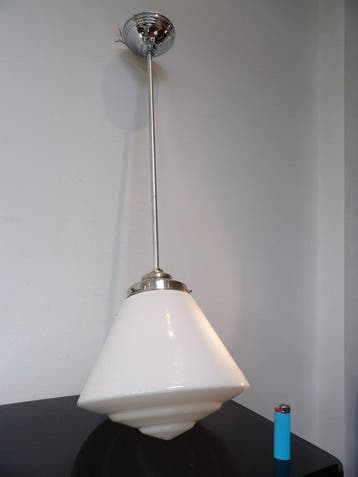 Lampe - Chrome/verre opalin