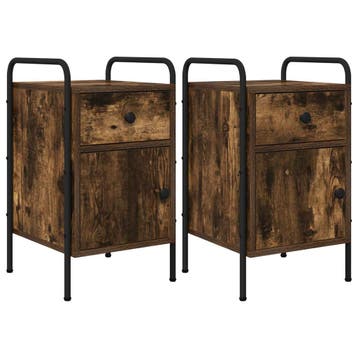 vidaXL Nachtkastje 2 st Gerookt eiken 35 x 36,5 x 61 cm, Verzenden