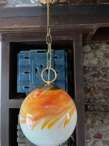 Lampe à suspendre - Verre, Laiton, Métal