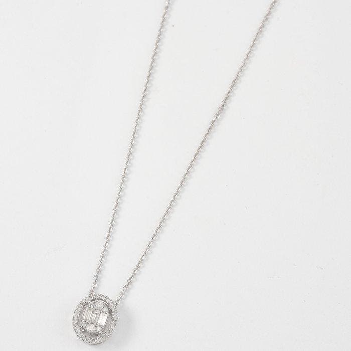 Halsketting - 14 karaat Witgoud - 0.47ct. tw. Diamant, Handtassen en Accessoires, Kettingen