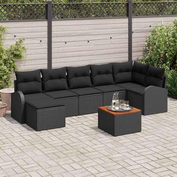 vidaXL Tuinbank Set 8 st Zwart poly rattan, Verzenden