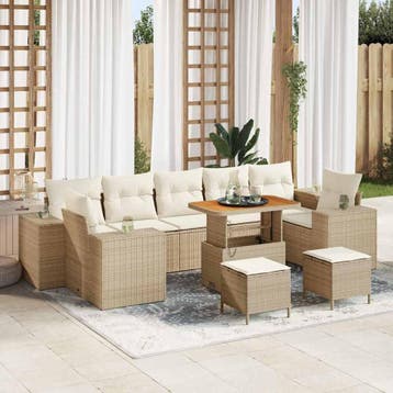 vidaXL Tuinbank Set 10 st 9-Aantal zitplaatsen Beige en, Verzenden