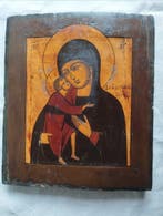Icône - Mère de Dieu de Fiodor - Bois, Antiquités & Art