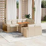 vidaXL 11-delige Tuinset met kussens poly rattan beige, Verzenden, Tuinset