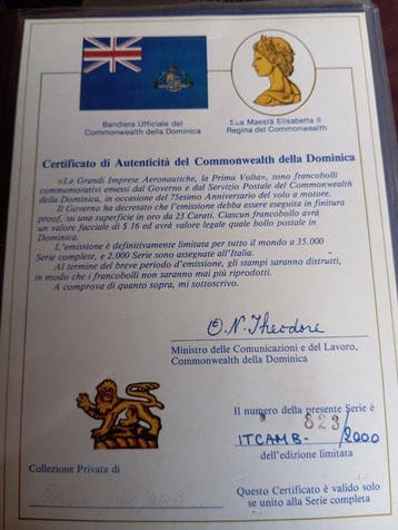 Dominica - Eerste officiële uitgifte van gouden postzegels, Postzegels en Munten, Gestempeld