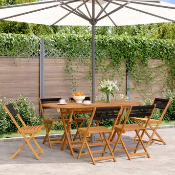 vidaXL Klapstoelen 6 stuks Zwart Massief Acaciahout, Verzenden