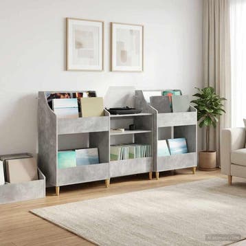 vidaXL Media Planken Set 3 st Betongrijs 212 x 46 x 112 cm, Verzenden, Nieuw